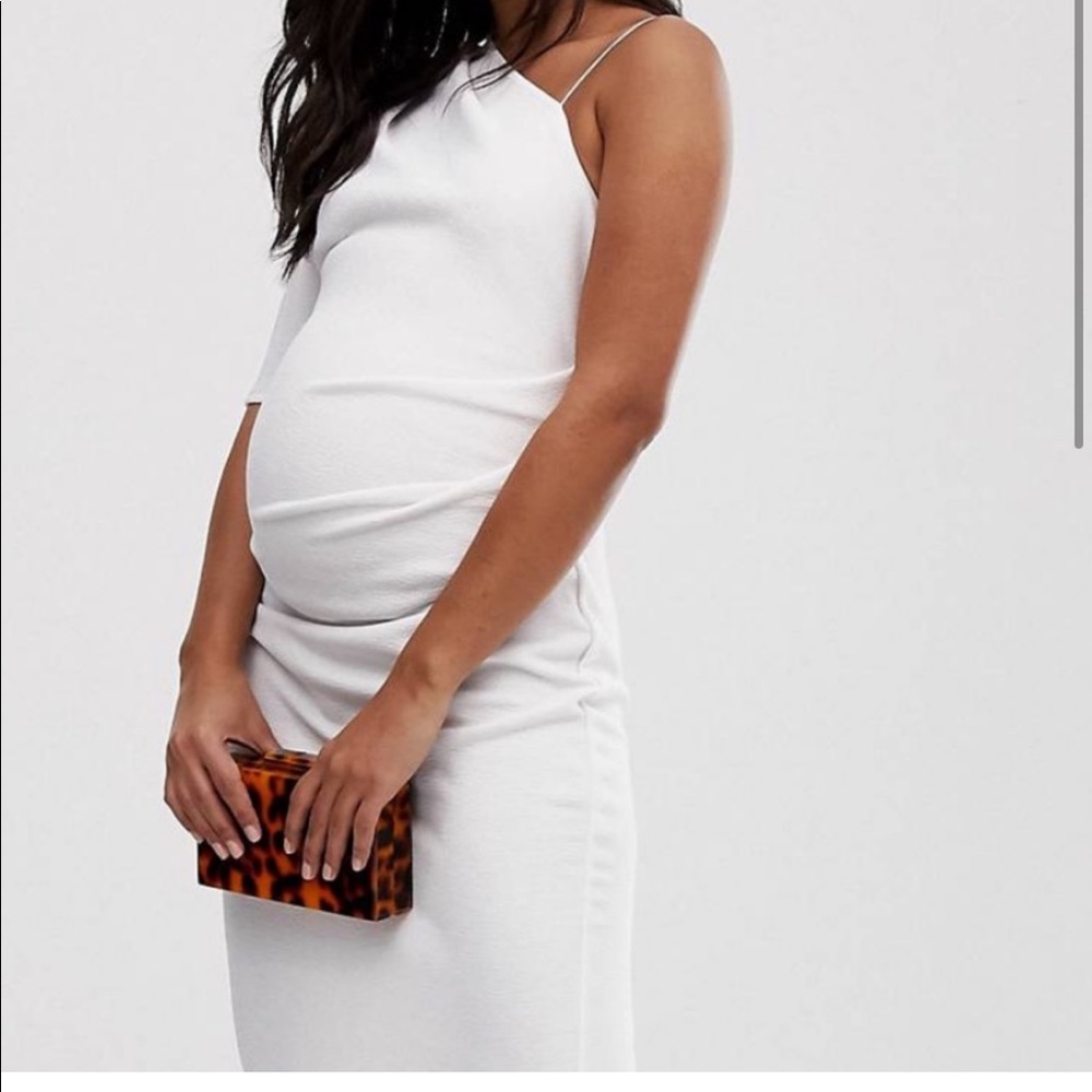 ASOS white one shoulder maternity dress
